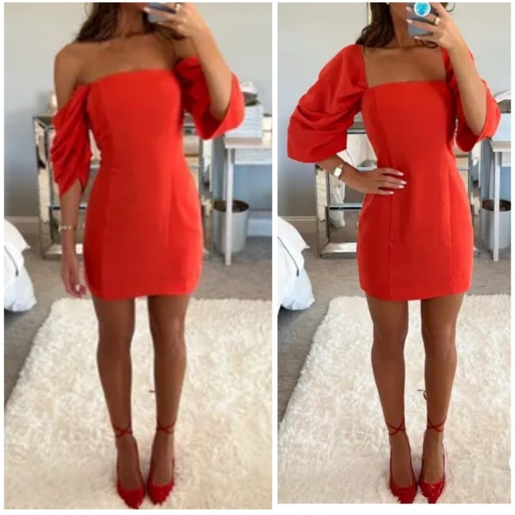 Boskemper Oxide Red Ruffle Sleeve Isle Dress Size Xs Nwt